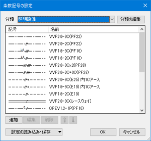 条数記号の設定ダイアログ